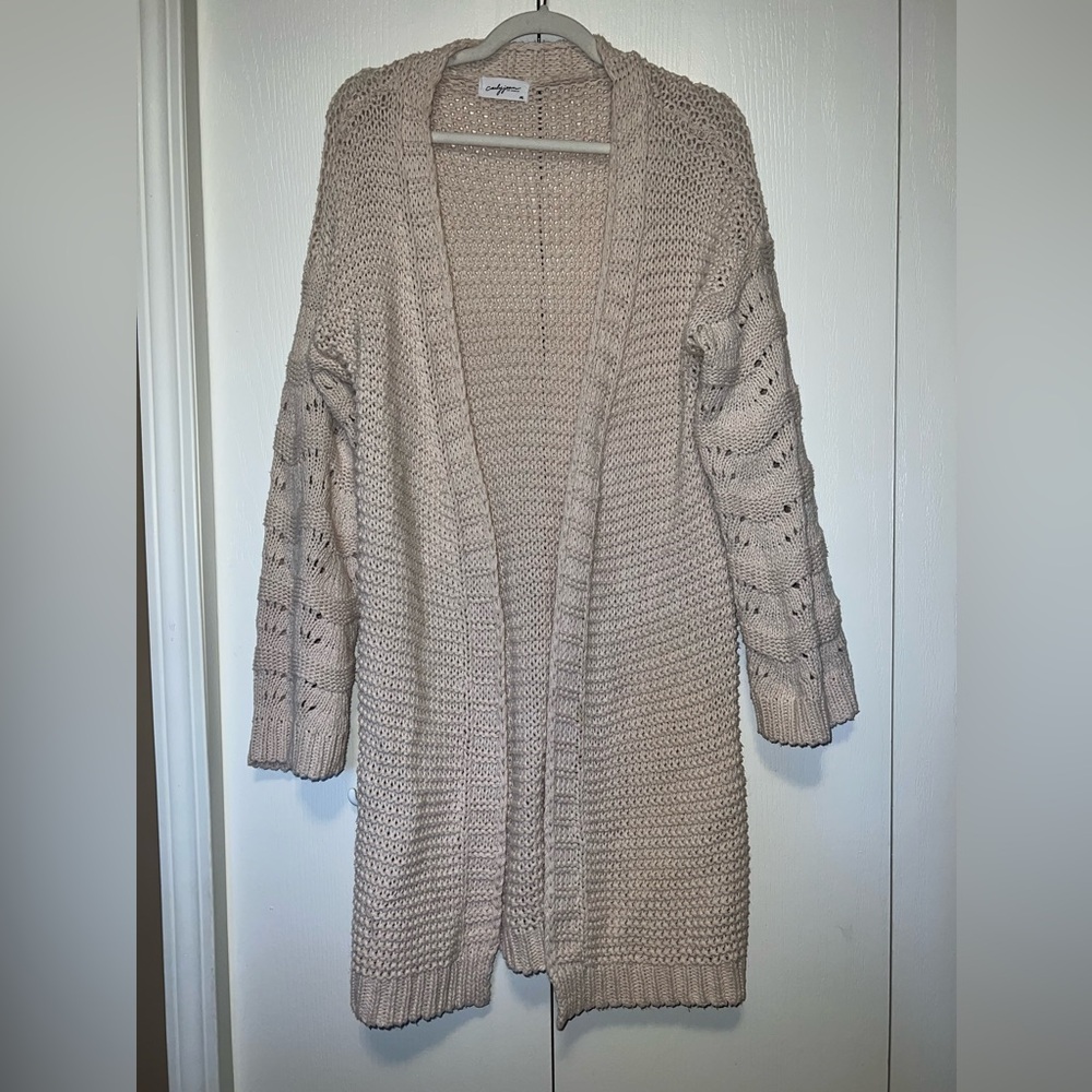 Carly Jean Crochet Open Front Duster